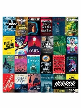 Horror Classic Book Covers Collage Poster - Colorful Multi